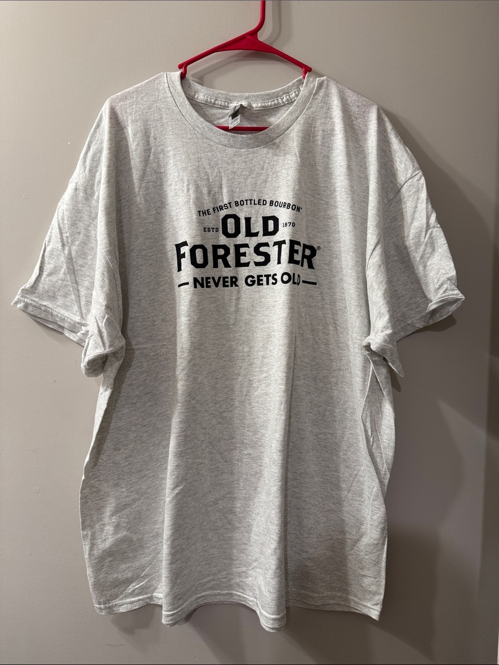 Gildan Light Gray Tee with Black 'Old Forester' Chest Logo